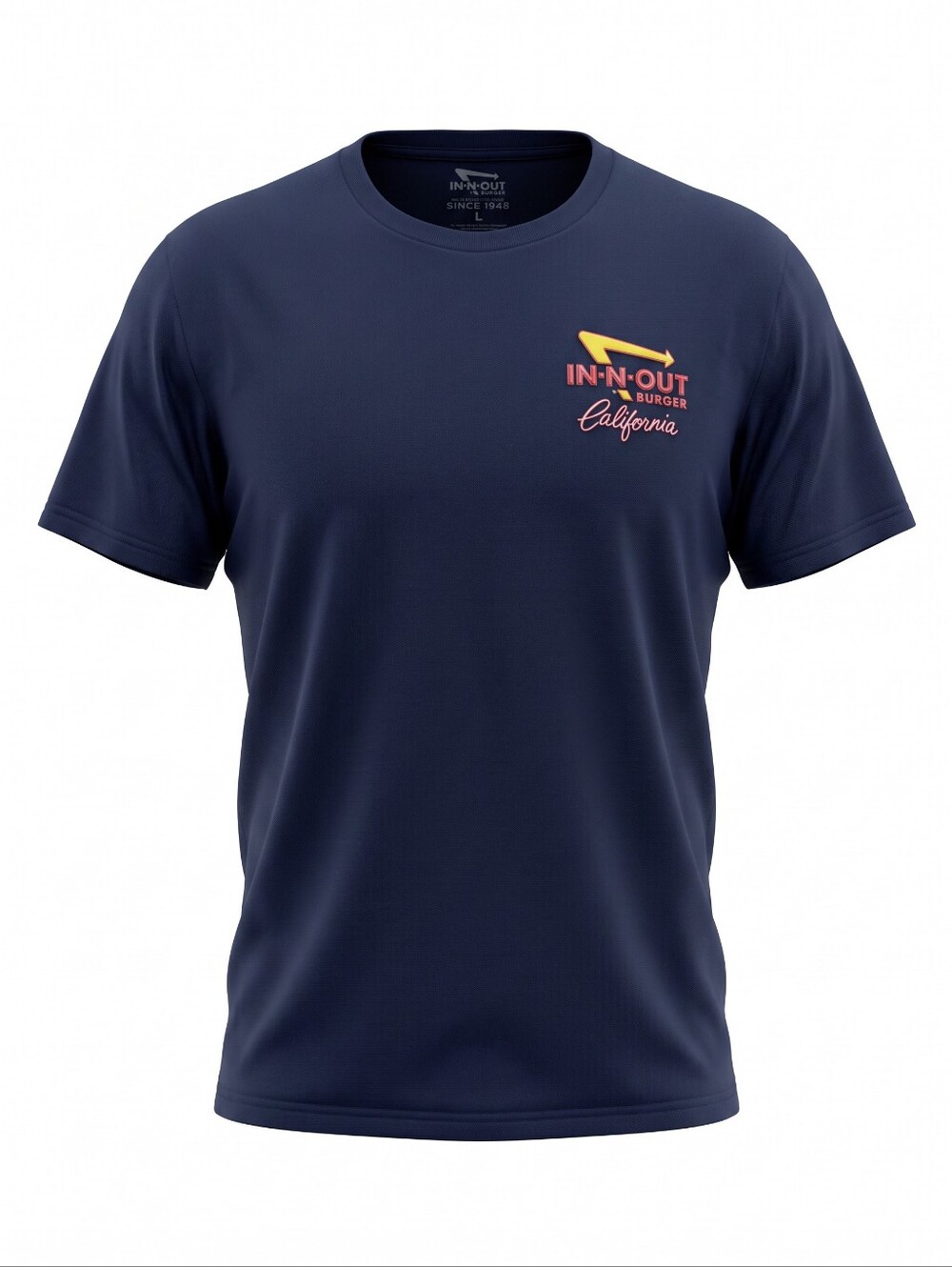 In N Out Men's Navy Blue T-Shirt. Muscle Car Stteetwear Cotton Cozy Retro